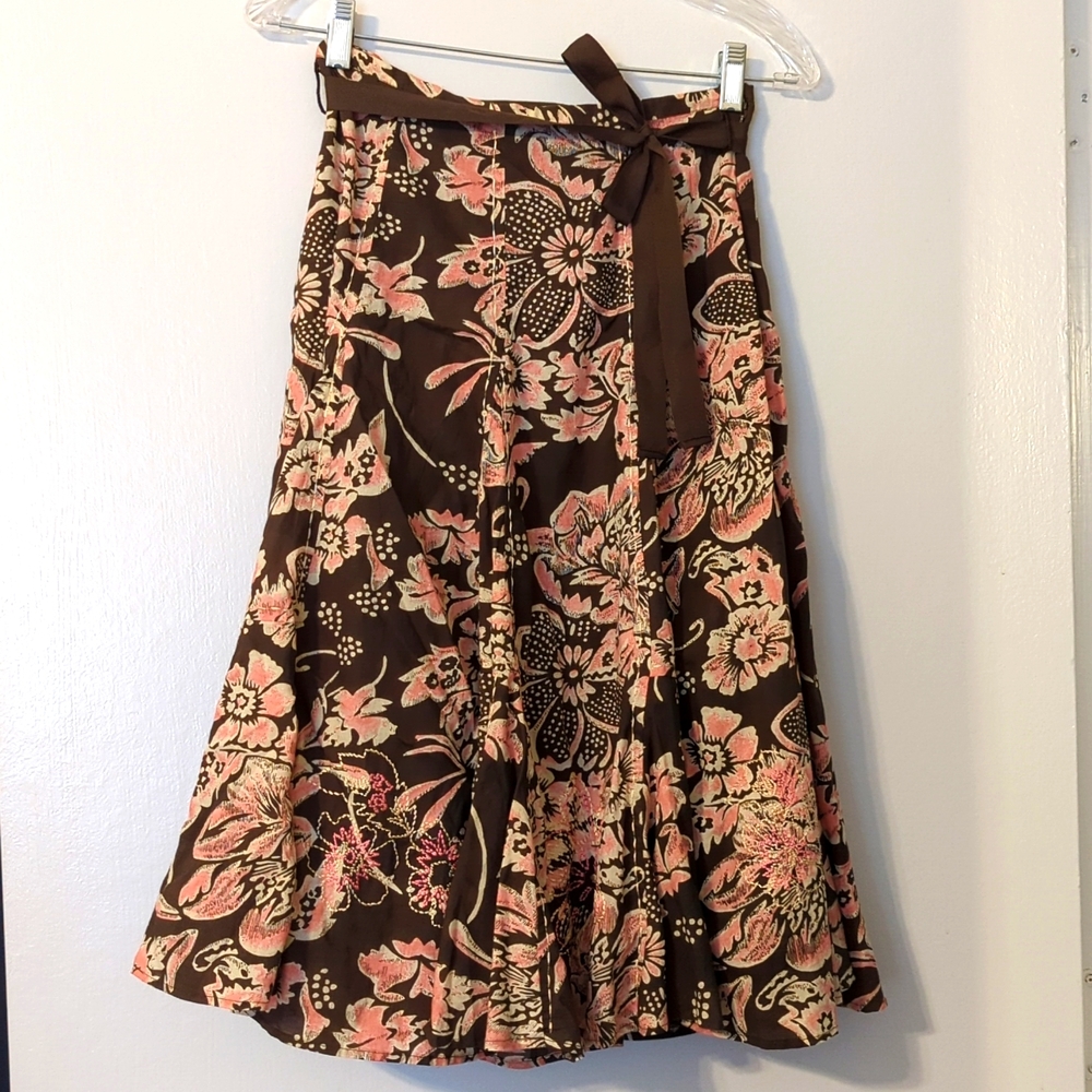 Life Style Floral Skirt with Embroidered Embellishments - size 4